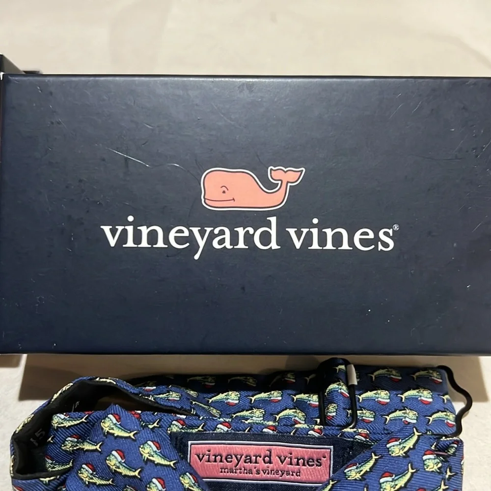 Vineyard Vines Boys Navy Blue Whale Print Bow Ties (Pair)